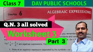 DAV class 7 maths chapter 6 worksheet 3 Q.N. 3 all solved
