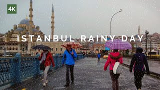 Istanbul rain  walk in rain | Galata,Taksim square,istiklal Cadesi| Istanbul 4K day walking tour