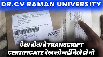 Dr. CV RAMAN UNIVERSITY Transcript Certificate || देखो ऐसा होता है Transcript Certificate || CVRU