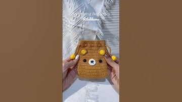 Rilakkuma Drawstring Bag 🐻🧶 #kawaiicrochet #amigurumi #crochetideas #handmade #rilakkuma #crochet