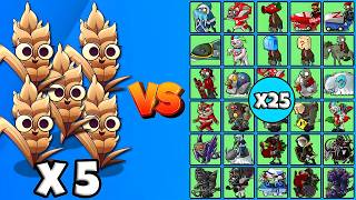 5 Barley Plants Fusion vs All Zombies x25 - PVZ Fusion