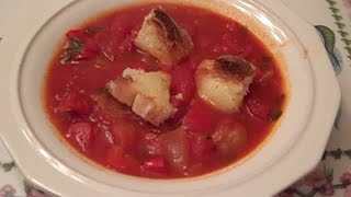 RED PEPPER & TOMATO SOUP with CHEESE CROUTONS