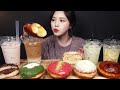 SUB)달달구리 크림 도넛 먹방!🍩 바닐라라떼 딸기라떼 레몬에이드까지 디저트 리얼사운드 Cream-Filled Donut Dessert Mukbang Asmr