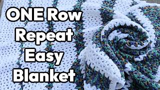 EASY One Row Repeat Crochet Blanket | Beginner Friendly Blanket Tutorial | V Stitch Projects