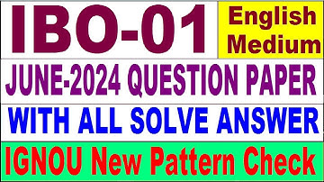 IBO 01 Previous Year Question Paper June 2024 in English | ibo 01 important question with answer