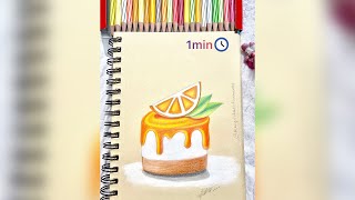 This took 3hours… (satisfying) Dessert anyone ?? #shorts #colourpencils #stilllife #orangecheesecake