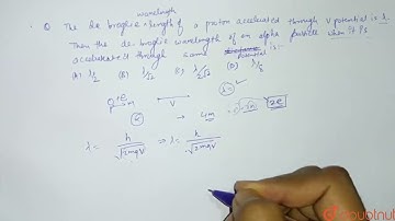 A proton accelerated through a potential V has de-Broglie wavelength lamda. Then, the de-Broglie...