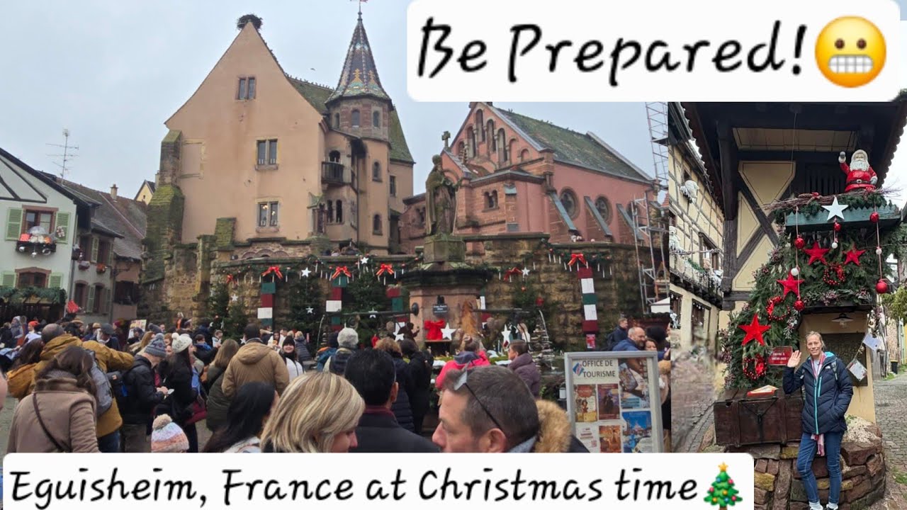 Eguisheim, France interactive walking tour during 🎄 season 🥰. Crowded overload🤯😬