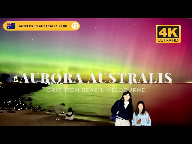 4K | The Aurora Australis is captured at Brighton Beach in Melbourne 12 May 2024 class=