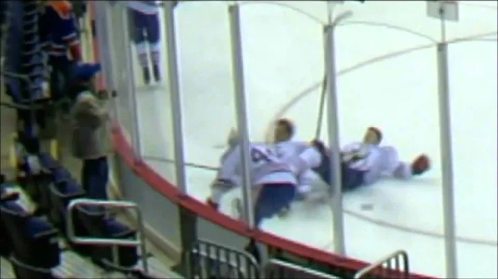 Taylor Hall cut in the face by Corey Potter's skat...