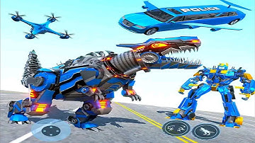 Blue Optimus Prime Dino Robot: Dino Robot Transform Game 2021 Part2 - Android Gameplay