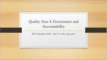 Quality Area 4 Governance and Accountability SRTO 2025