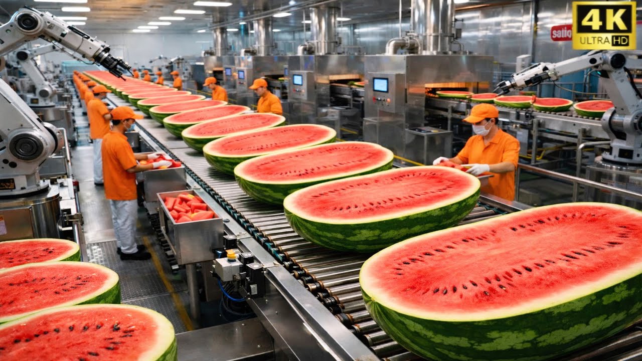 Inside a Massive Watermelon Juice Factory: Fresh Harvest to Distribution (Complete)