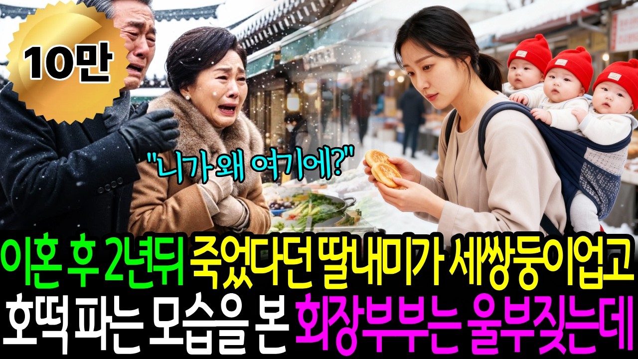 이혼 후 2년 뒤, 죽었다던 딸내미가 세쌍둥이를 업고 겨울 길거리에서 호떡 파는 모습을 보자, 백만장자 회장부부는 충격적인 진실에 오열하며 울부짖는데…ㅣ오디오북ㅣ감동사연
