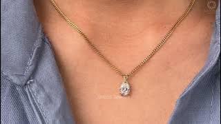 Old Mine Oval Diamond Solitaire Necklace @ourosjewels