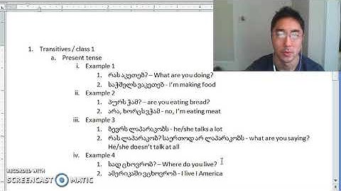 Learn Georgian  - Class 1 Verbs Present Tense 1/4 - Examples