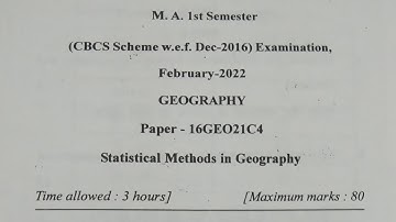 Statistical Methods in Geography Question paper 2022 M A 1sem 1st year MDU Rohtak Haryana