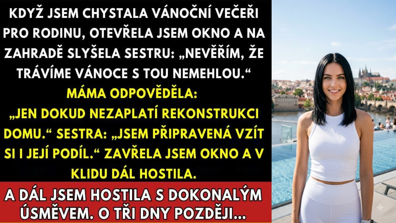 Stála jsem na štaflích a věšela vánoční světýlka, když jsem za sebou uslyšela sestřin hlas: „Máma by jí měla nechat zaplatit celou rekonstrukci a pak se jí zbavit. Je trapné říkat, že patří do...