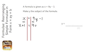 Rearranging Formulae: Rearranging Simple Formulae in Form x = ay + b (Grade 4) - OnMaths Revision