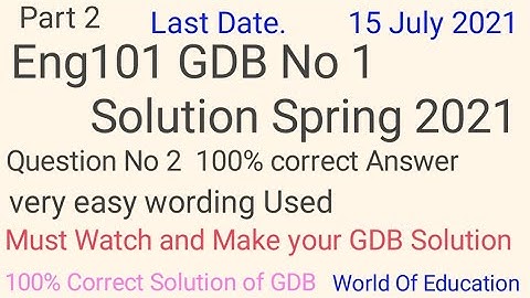 ENG101 GDB No 1 solution spring 2021|Eng101 gdb solution 2021 part 2|very easy wording used in GDB