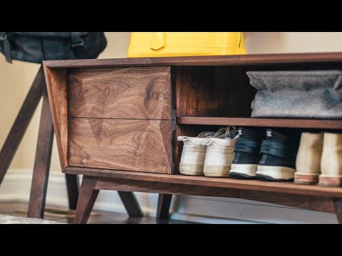 High shoe bench, mid-century entryway bench, Shoe rack entry by Plywood  Project