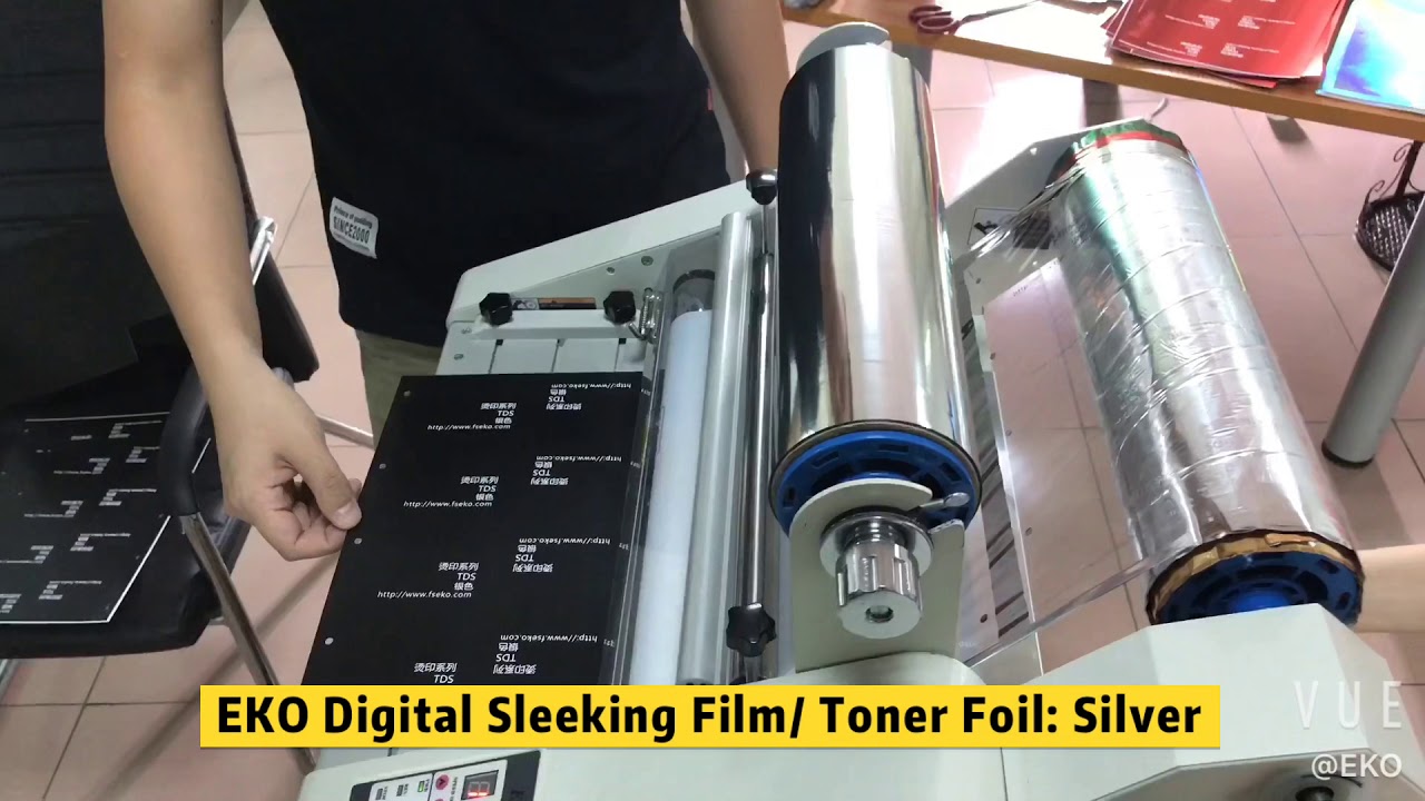 EKO Digital Sleeking Film/ Toner Foil: Silver. By normal hot laminator with heat and pressure
