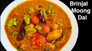 MOONG DAL RECIPE WITH BRINJALS & TOMATOES | Yellow Lentil Curry With Eggplant