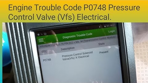 Engine Trouble Code P0748 Pressure Control Solenoid Valve (Vfs) Electrical.