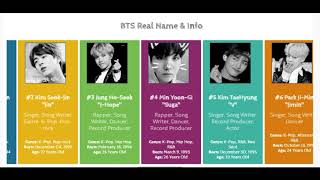 Bts Real Name Info