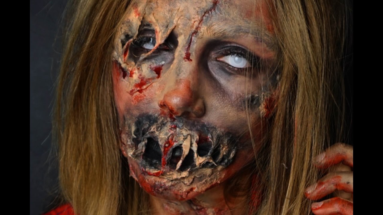 ZOMBIE HALLOWEEN MakeUp Tutorial - SFX - YouTube