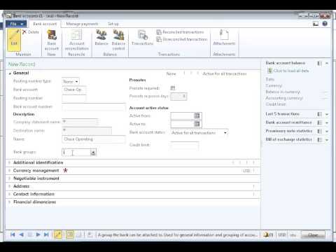 Dynamics AX 2012 Bank Account