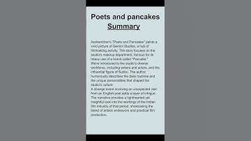 Poets and pancakes class 12 summary | poets and pancakes class 12 #english