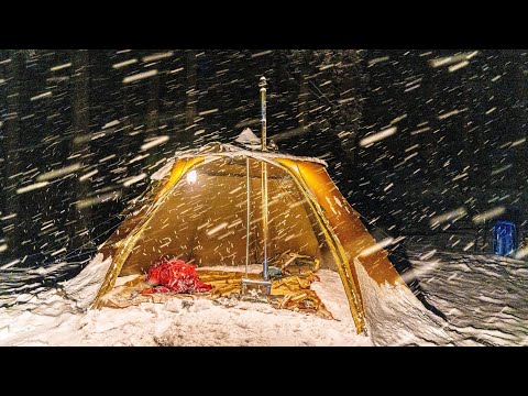 大雪のソロキャンプ|大雪にギリギリ耐えるホットテント