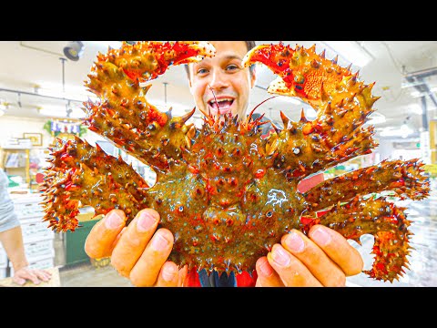 Most UNIQUE Street Food Japan - SPIKY Crab BREAKFAST + Seafood Tour of Sapporo, Hokkaido, Japan!
