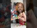 Vickey cathey tries the tiniest skittles 😛 Candy salad part 2 #shorts