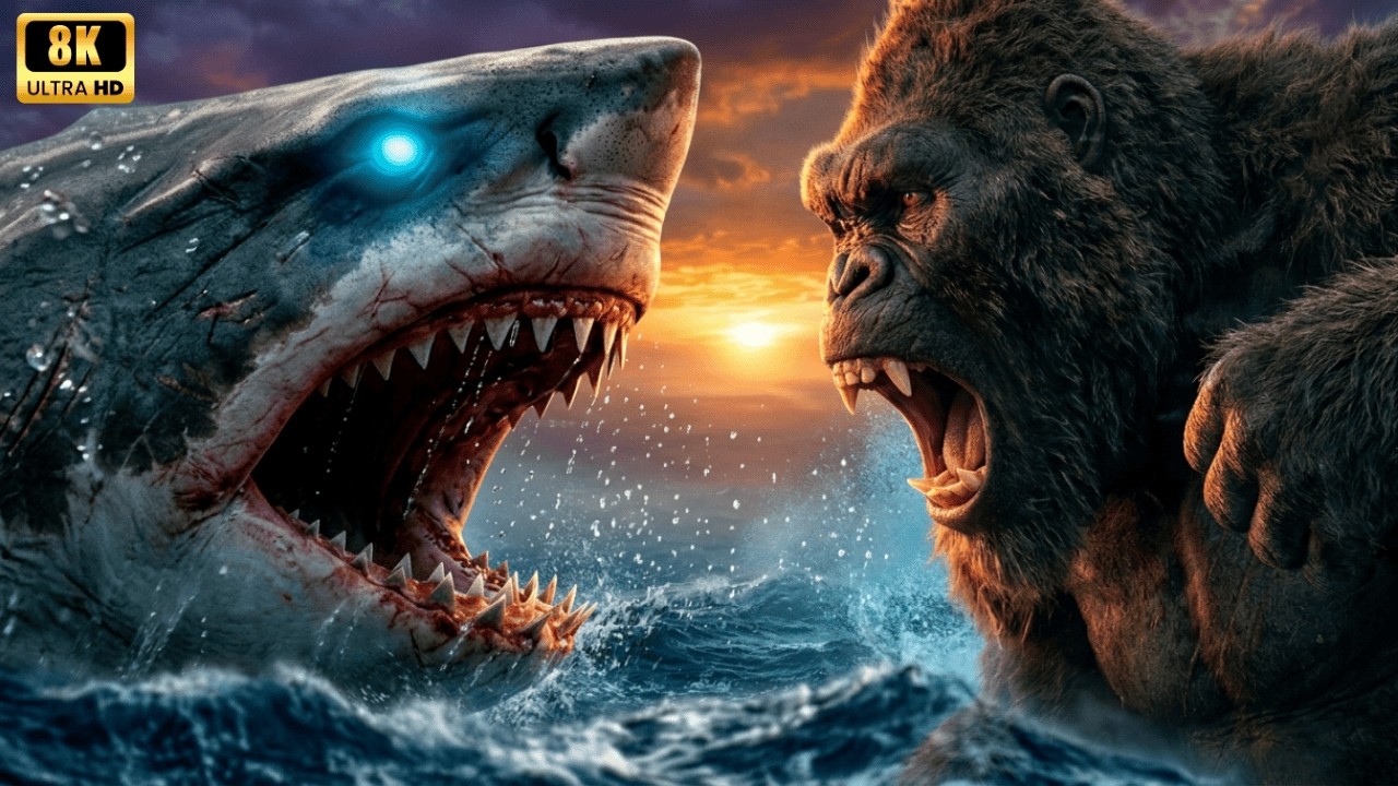King Kong vs The Giant Shark  A Savage Battle In The Open Sea| King Kong Movie