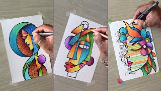 7 Cool Art Ideas Easy Art For Beginners Abstract Faces