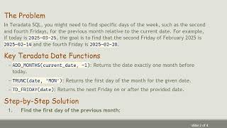 How to Get the Second and Fourth Friday Dates of the Previous Month in Teradata SQL