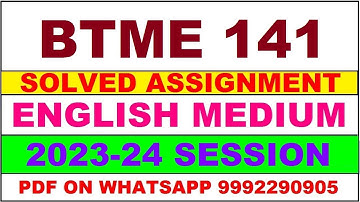 btme 141 solved assignment 2023-24 | btme 141 solved assignment in english 2024 | btme 141 2024