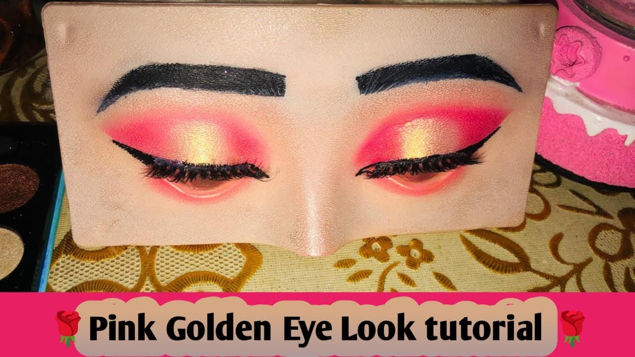 Pink golden eyes makeup look tutorial step by step full eyes makeup ...