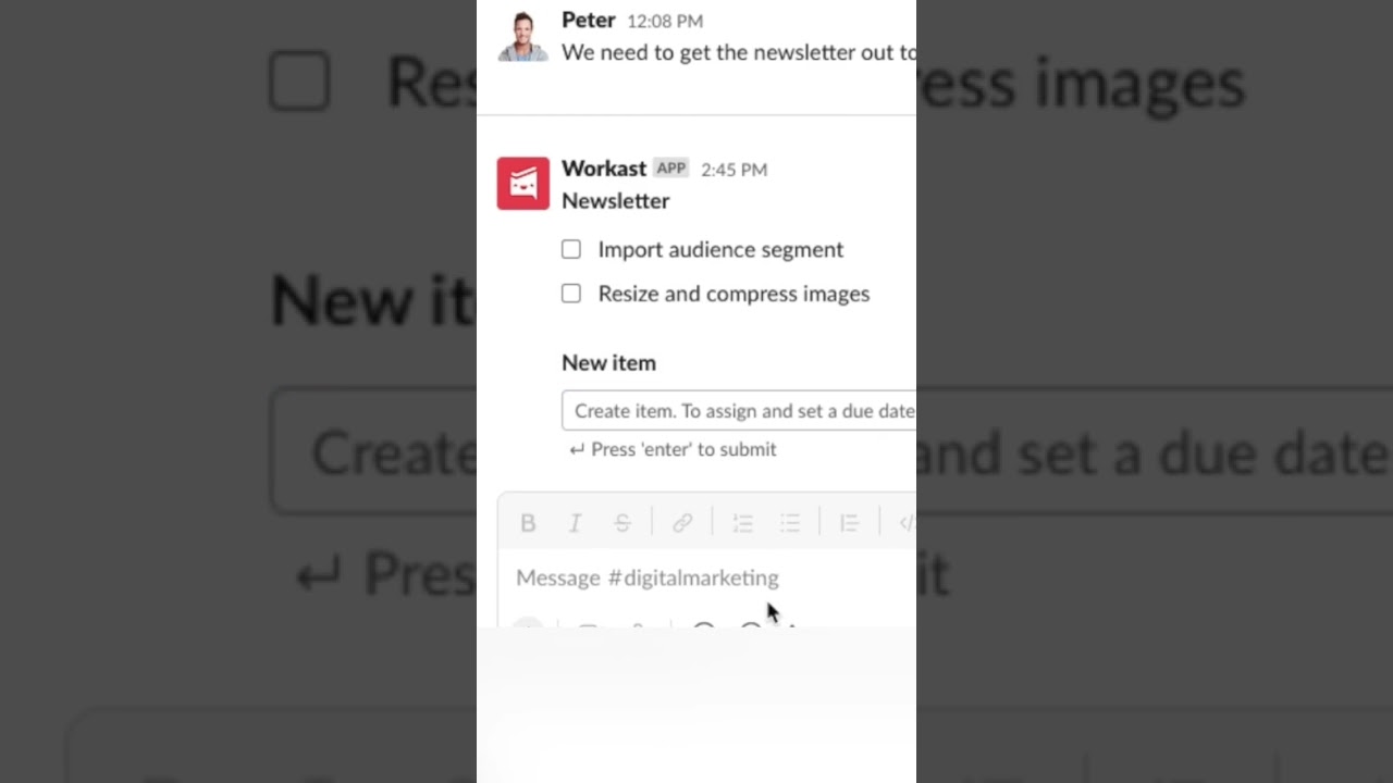 How to create a checklist on Slack | Best task management app for Slack | Workast Task Management