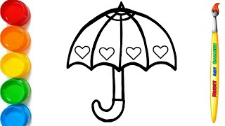 Umbrella Drawing, Painting For Kids, Simple Drawing and Coloring #398