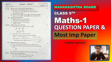 9th Math-1 Algebra first unit test | Questions Paper & Solution | Maharashtra Board |Crystal Concept