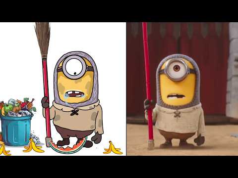 Minions monster - funny cartoon drawing meme | Minions funniest moments drawing meme 😂😂