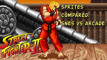 Street Fighter 2 - Sprite Art Compared - SNES (16 bits) vs ARCADE