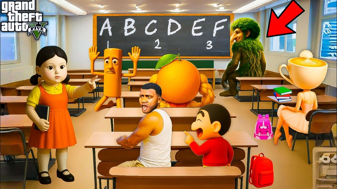 Doraemon Crying to Go to School! Shin Chan &  Franklin Going to School For Exam in GTA 5