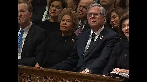 President George W. Bush started crying at the end of his eulogy