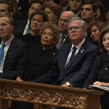 President George W. Bush started crying at the end of his eulogy