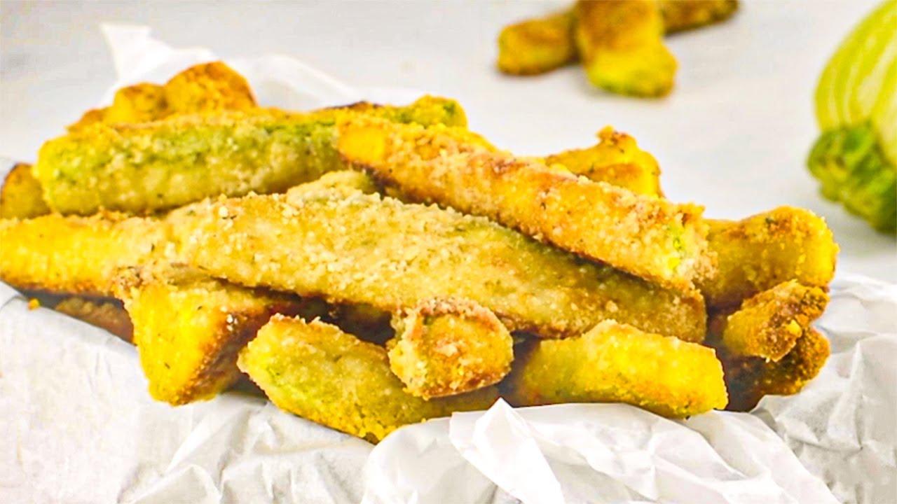 Zucchini Fries Keto Recipe - Low-Carb Crunchy Finger Food, Snacks or Side Dish (Oven Bake) - YouTube