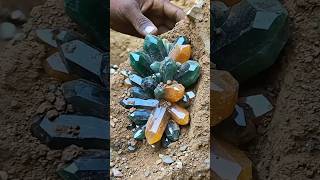 process of discovering green and orange gemstones💎 #gemstone #crystals #diamond #jade #gold #agate